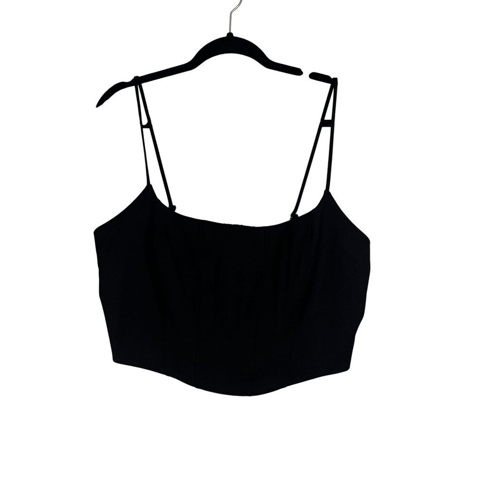 Retro Smock Crop Top Corset Black XL Earthy Boho Indie Folk Neutal Minimalist